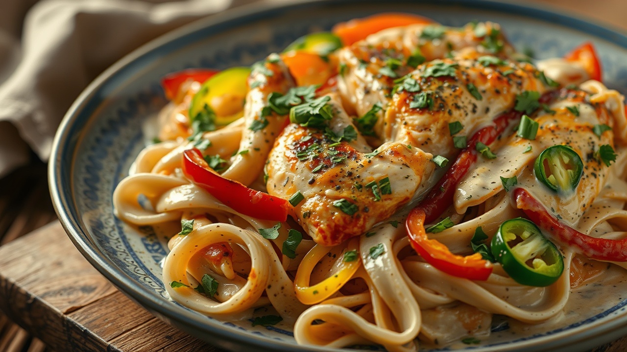 creamy chicken fajita pasta